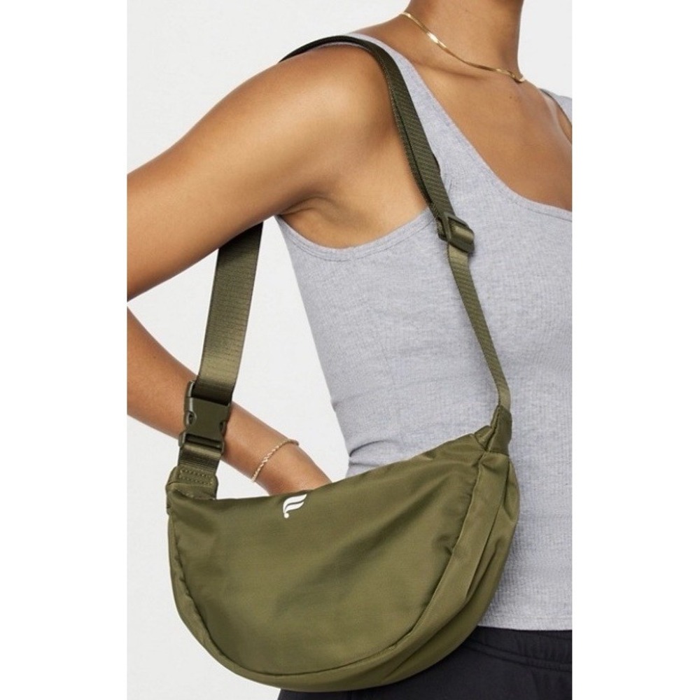 Fabletics The Sling Bag Adjustable Utility Green Zipper New 12X7 - Picture 2 of 15